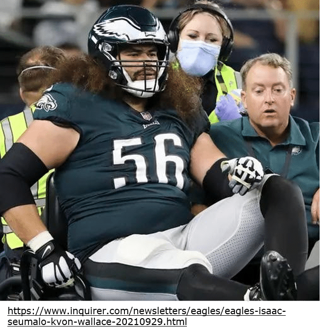 Philadelphia Eagles offensive guard Isaac Seumalo (56) lines up