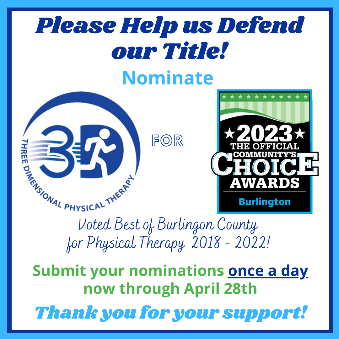 NOMINATE 3DPT for Best of Burlington County!