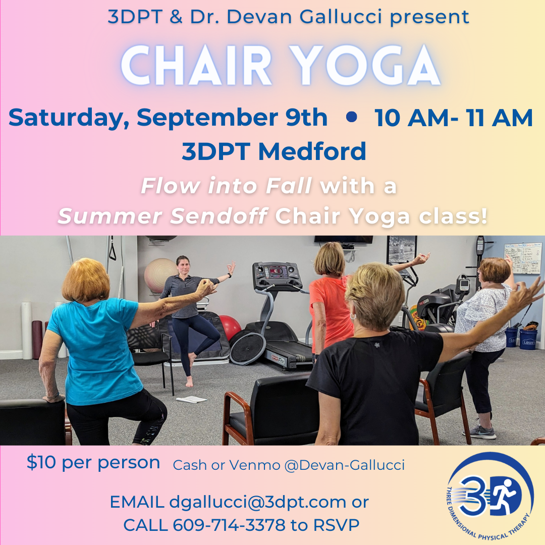 Summer Send off Chair Yoga class at 3DPT Medford