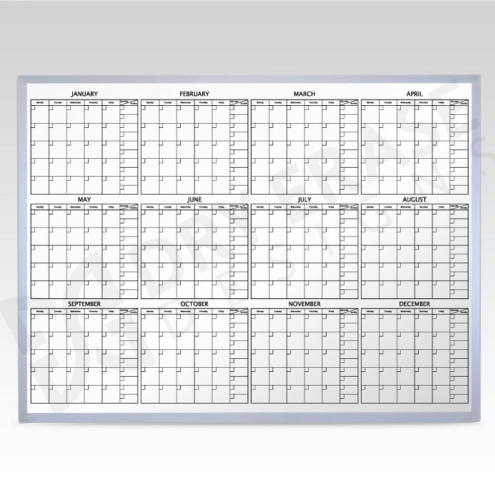 12 Month At-A-Glance Magnetic Whiteboard Calendar 60 x 48 - All Dry Erase