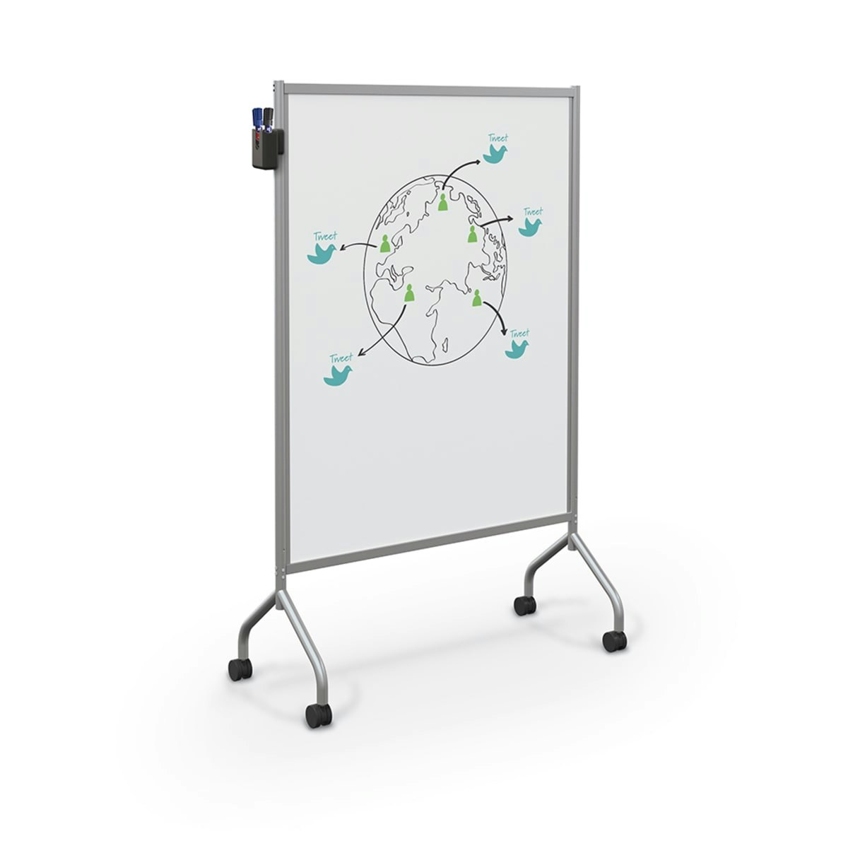 Weyoung Magnetic Whiteboard Mobile Dry Erase Board 40x28inch Flipchart Easel Stand White