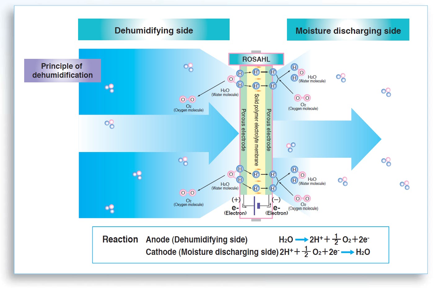 ionic membrane for dehumidifer electrolysis