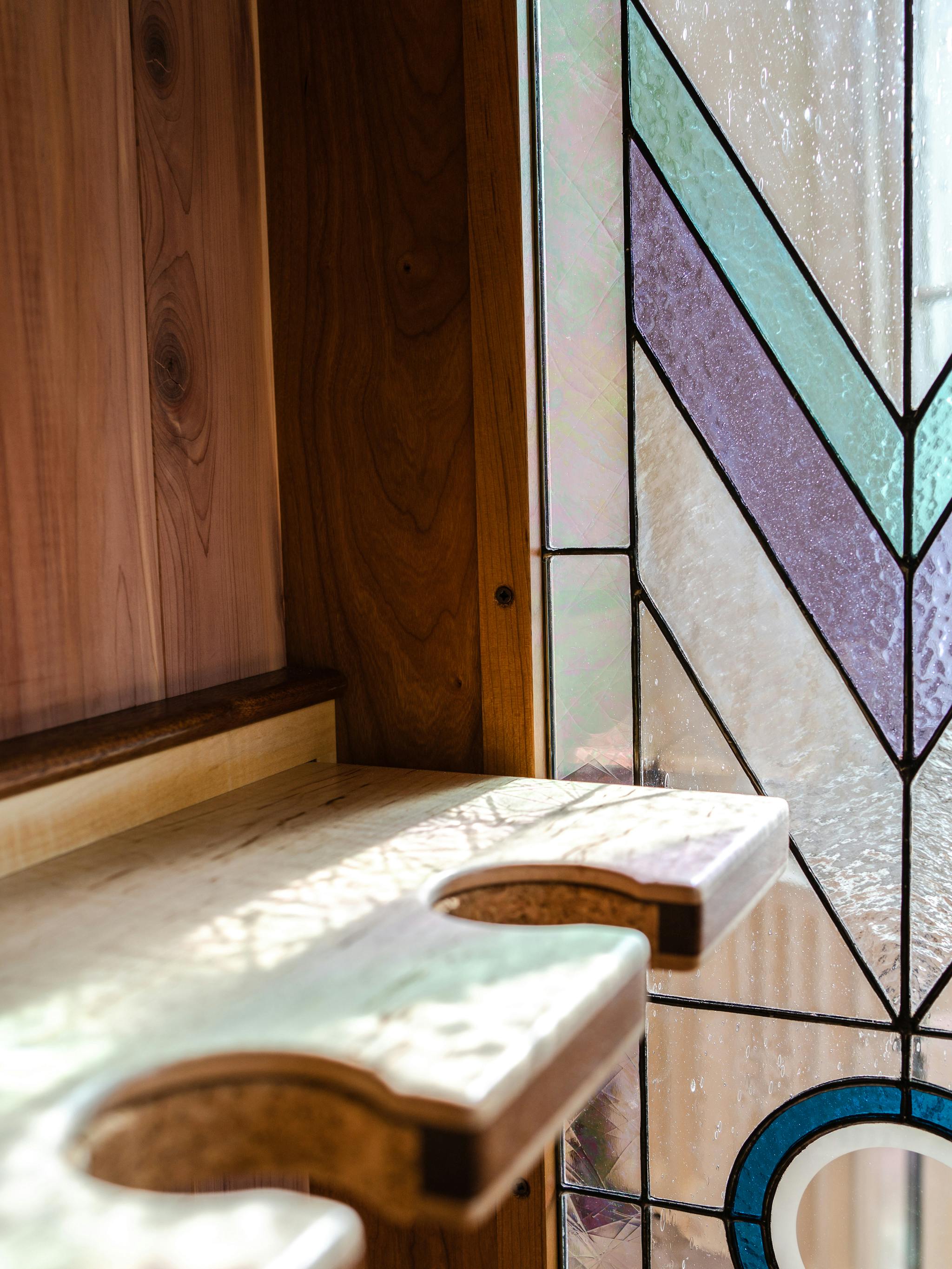 custom stained glass guitar display cabinet