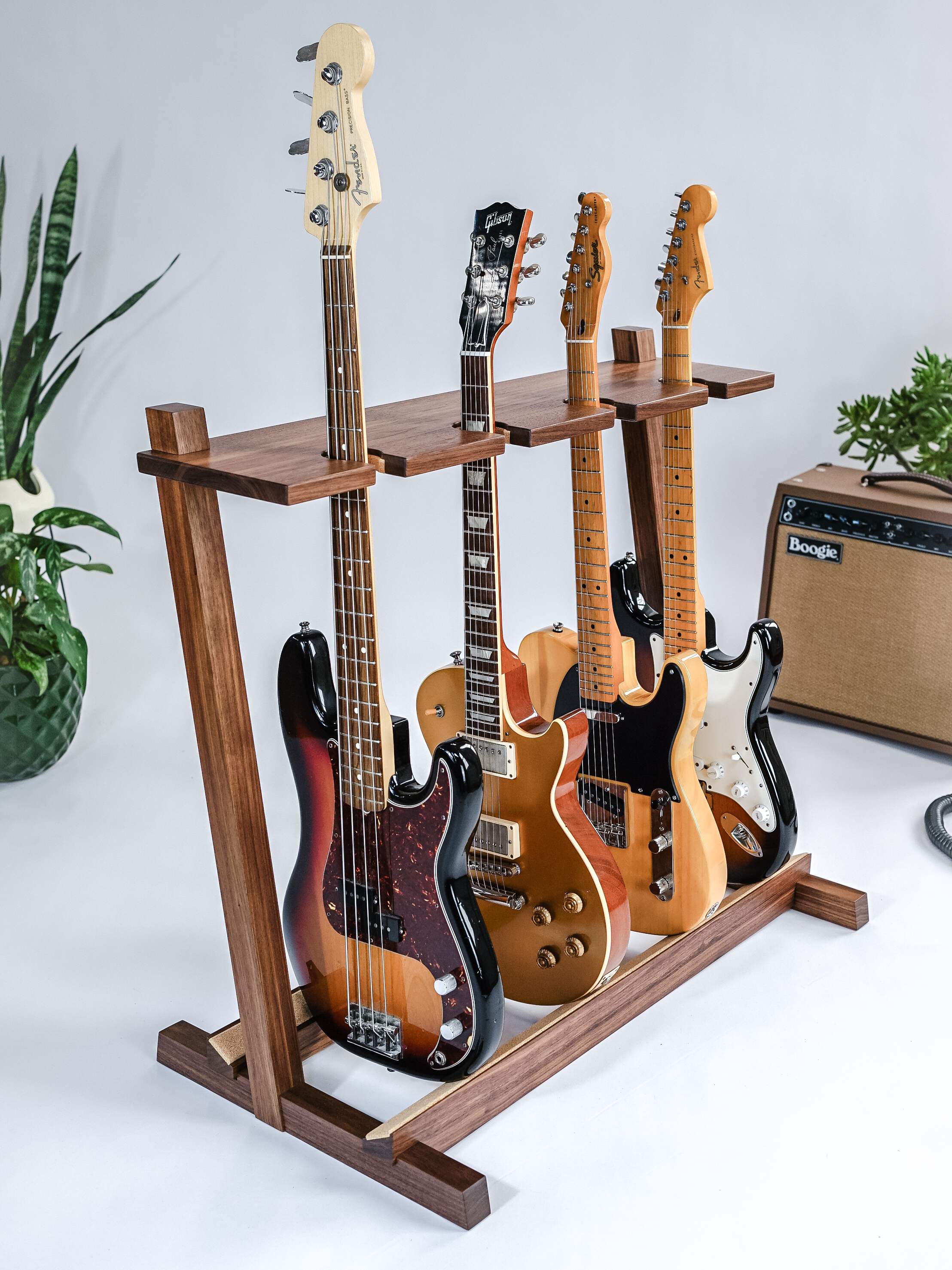 Wooden multi outlet guitar stand