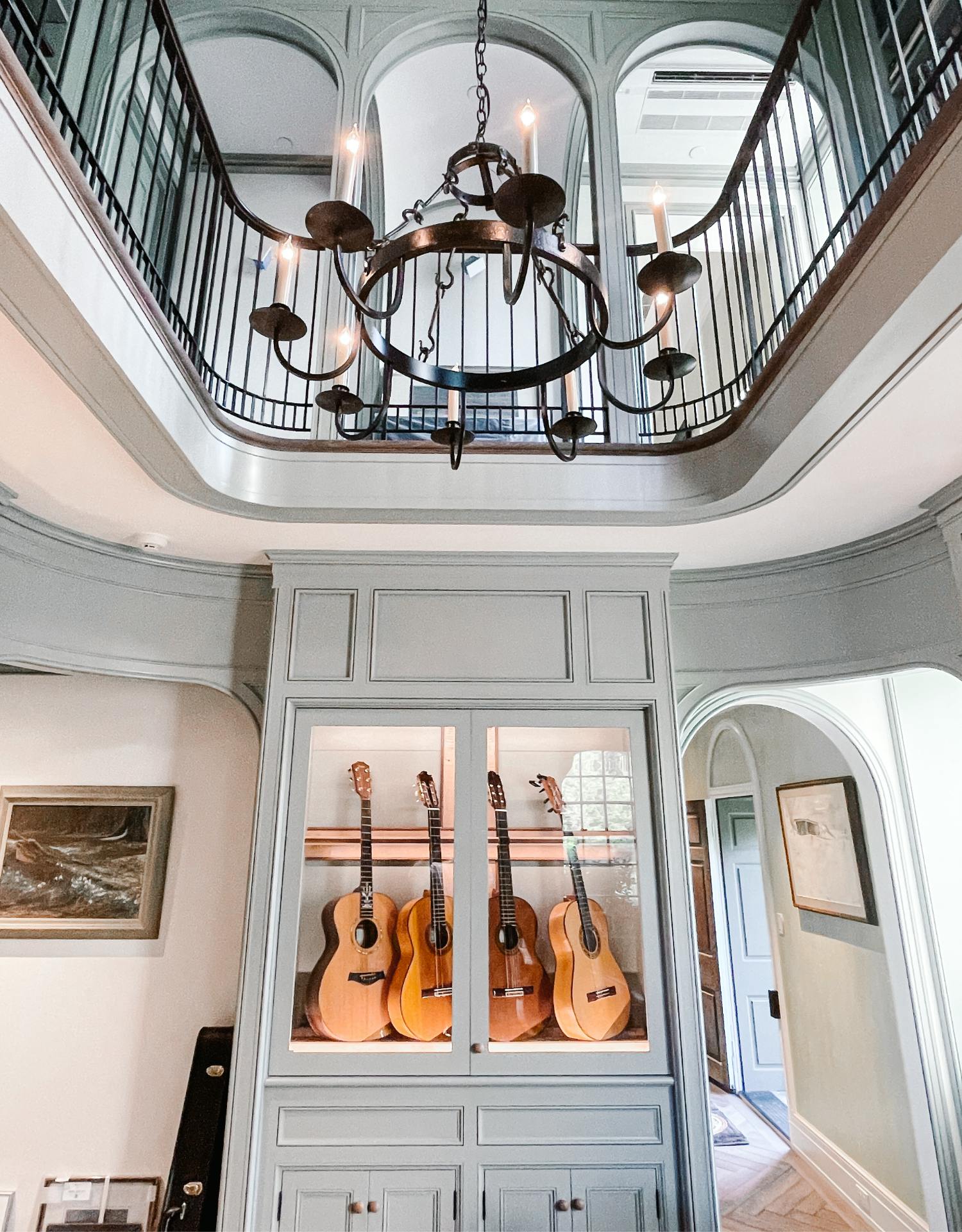 custom built-in guitar display cabinet humidor by american music furniture