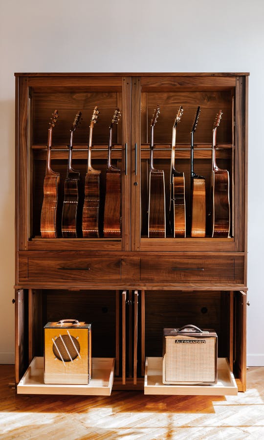 amplifier storage cabinet and guitar humidor freestanding furniture