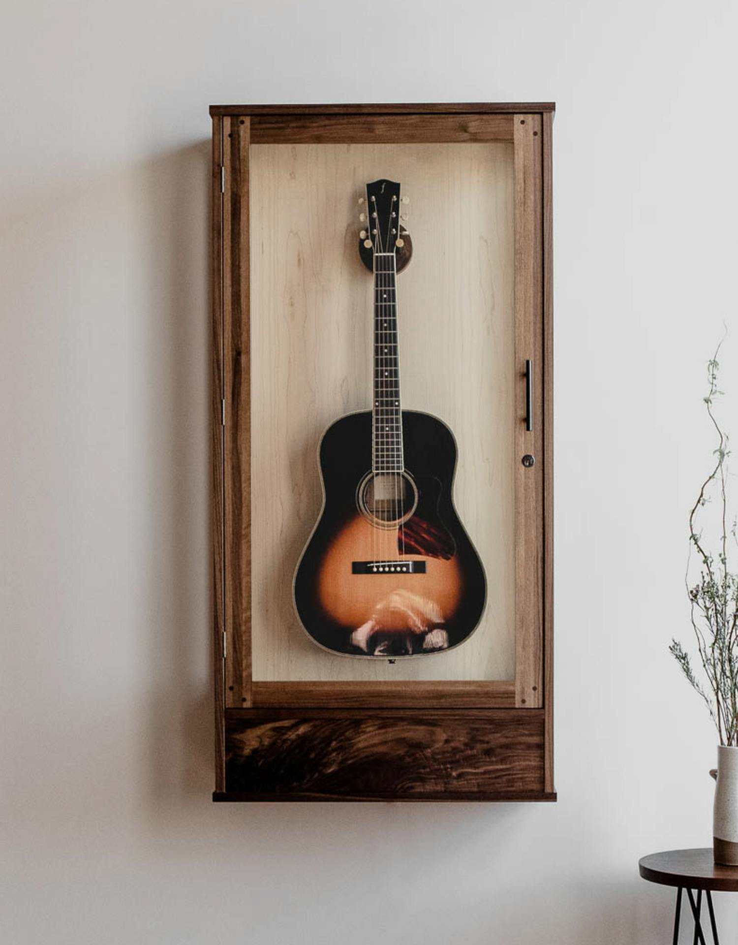 walnut and maple wall mount guitar hanger climate controlled cab