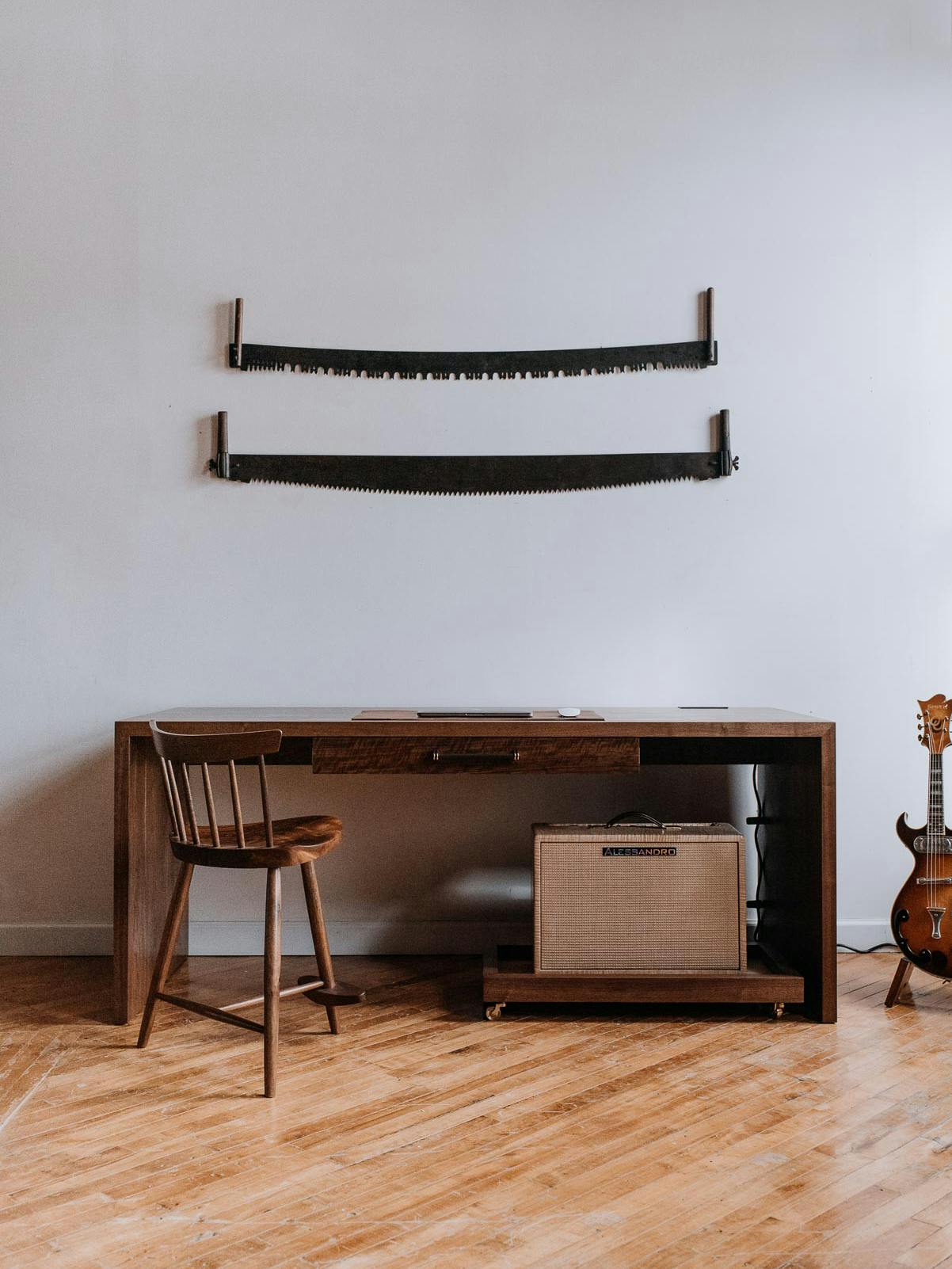 custom walnut waterfall minimalist desk by american music furniture