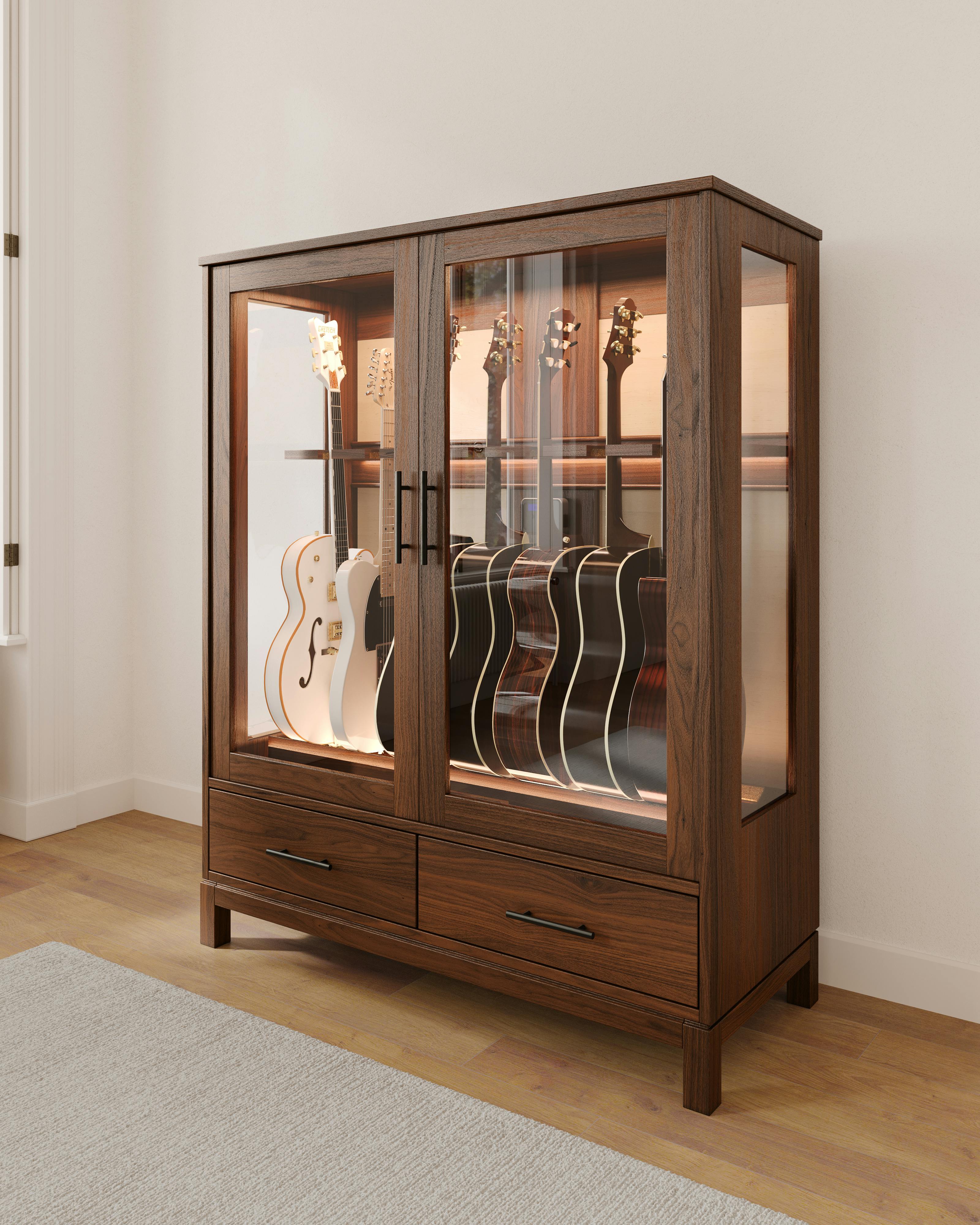medium guitar habitat humidified display case humidor by american music furniture