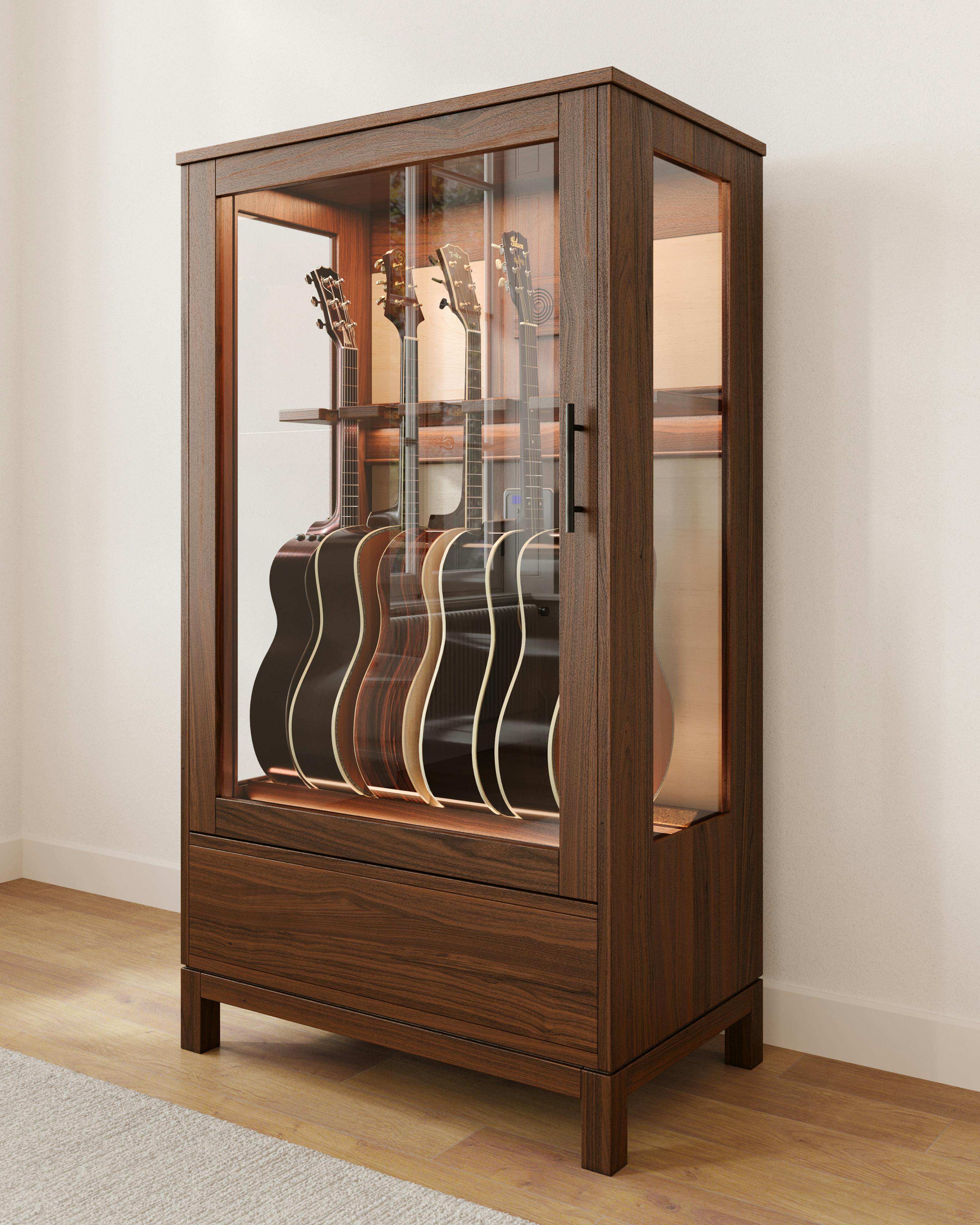 small acoustic guitar display case humidifier cabinet by american music furniture