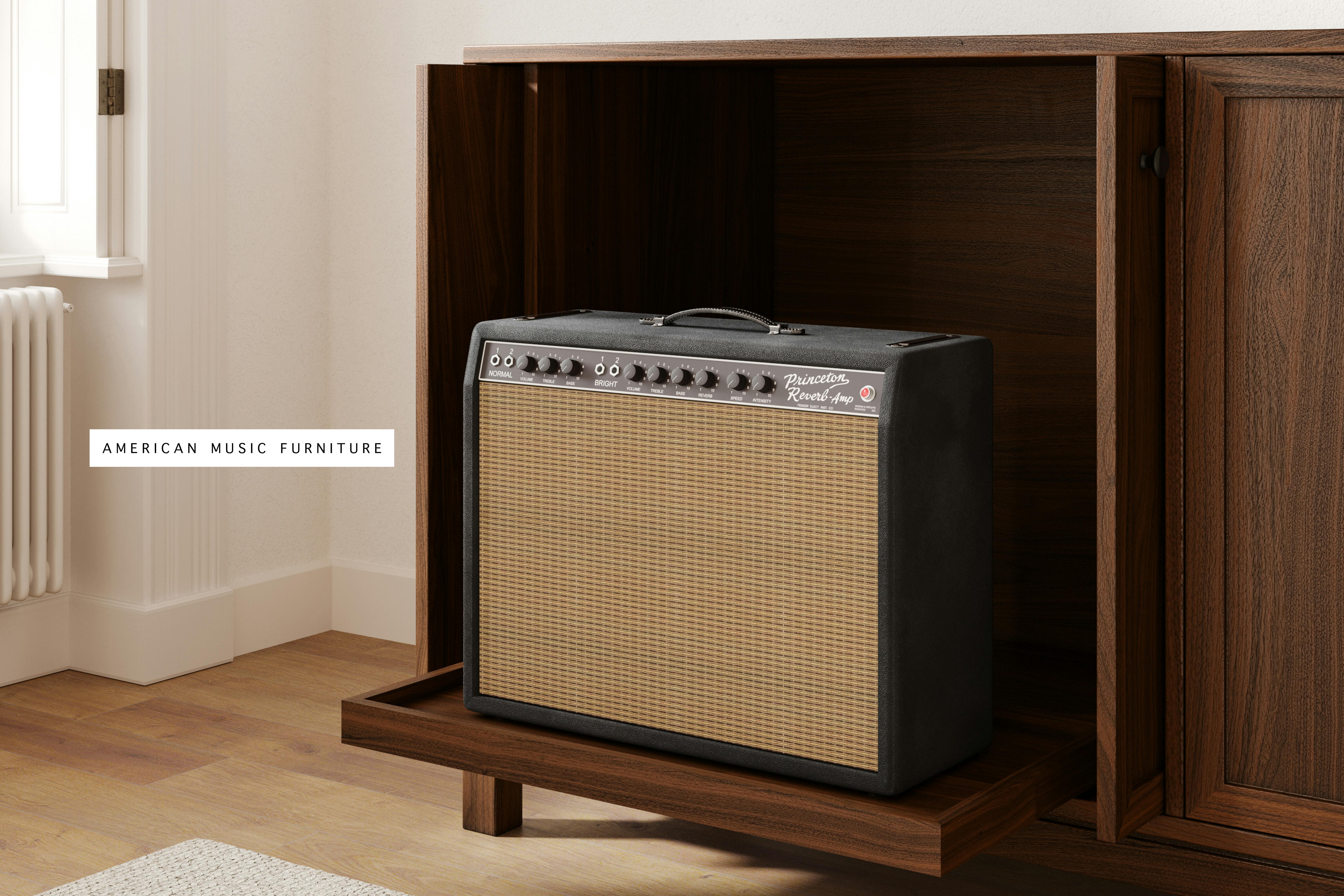 guitar amplifier stand and storage cabinet by american music furniture