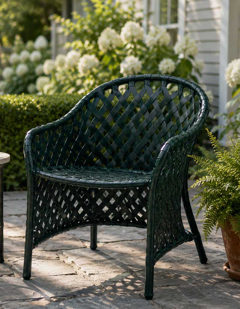 green strapped chair