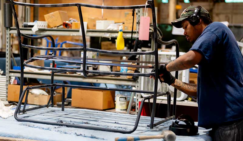 restrapping a tamiami loveseat