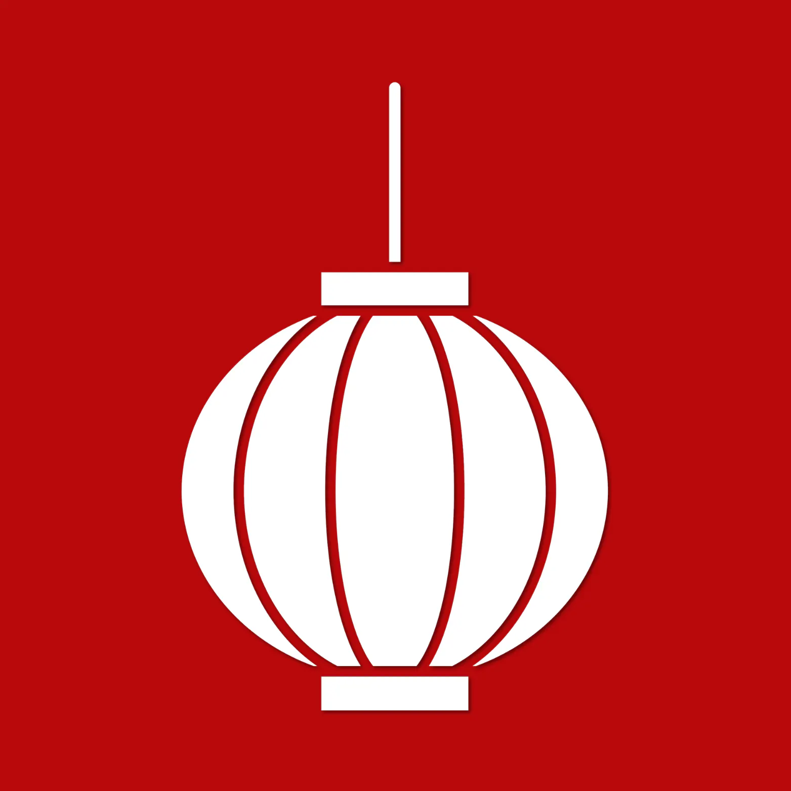 White hanging lantern icon on a dark red background.