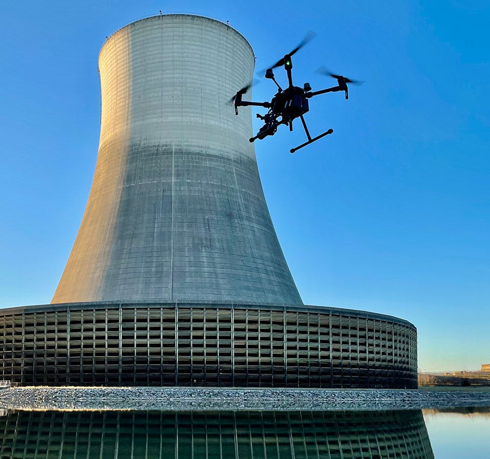 cooling tower inspection with drone
