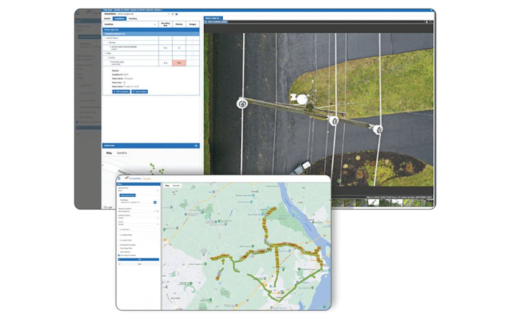 Constellation Clearsight’s centralized data solution with drone-captured image next to the software interface.