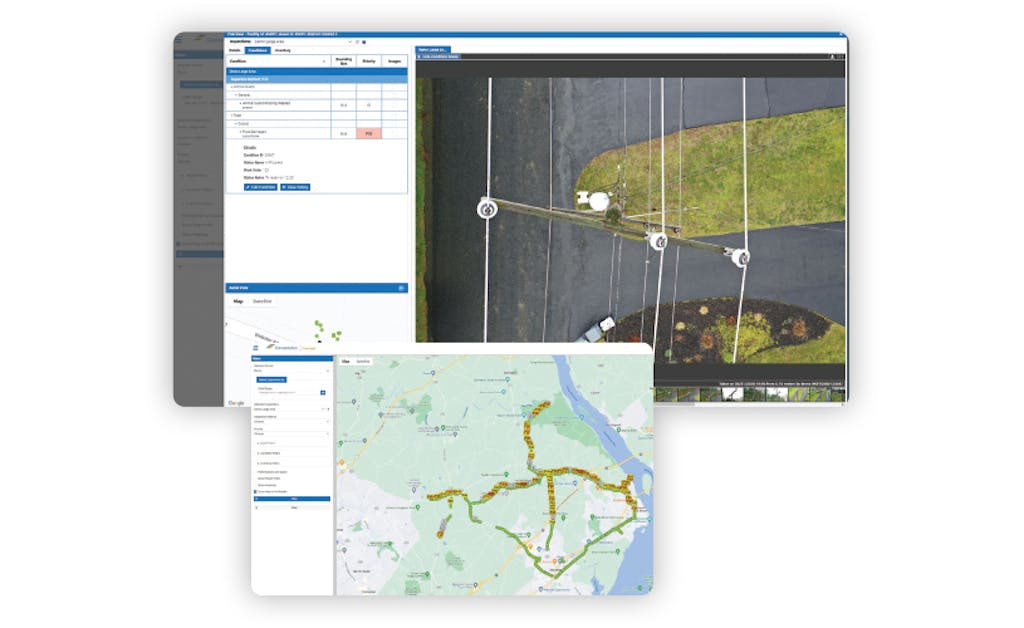 Constellation Clearsight’s customer portal with side by side images and mapping of an electrical grid coverage area.