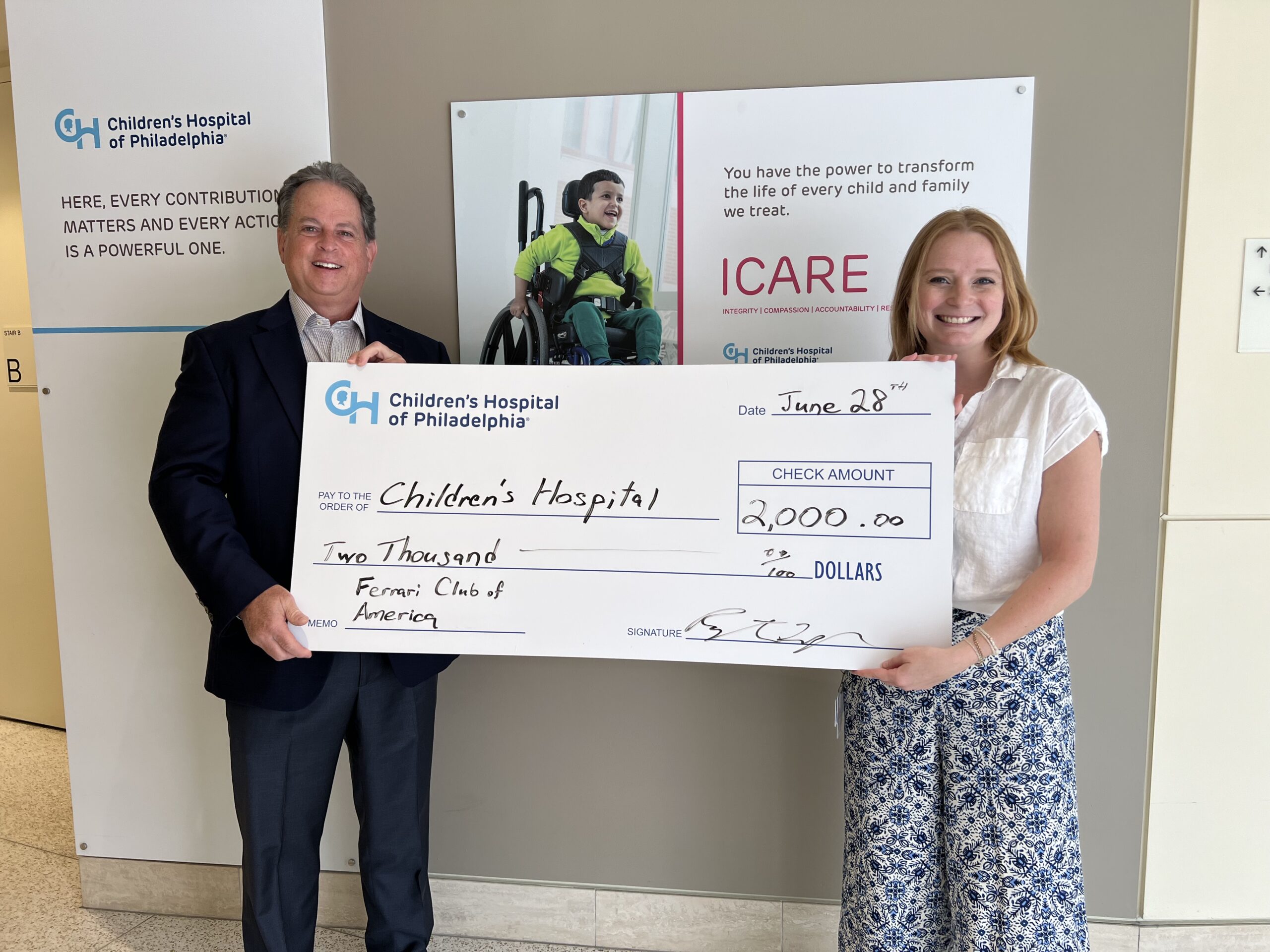 Children's Hospital of Philadelphia charity presentation at Concorso