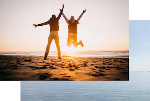 A couple jumping