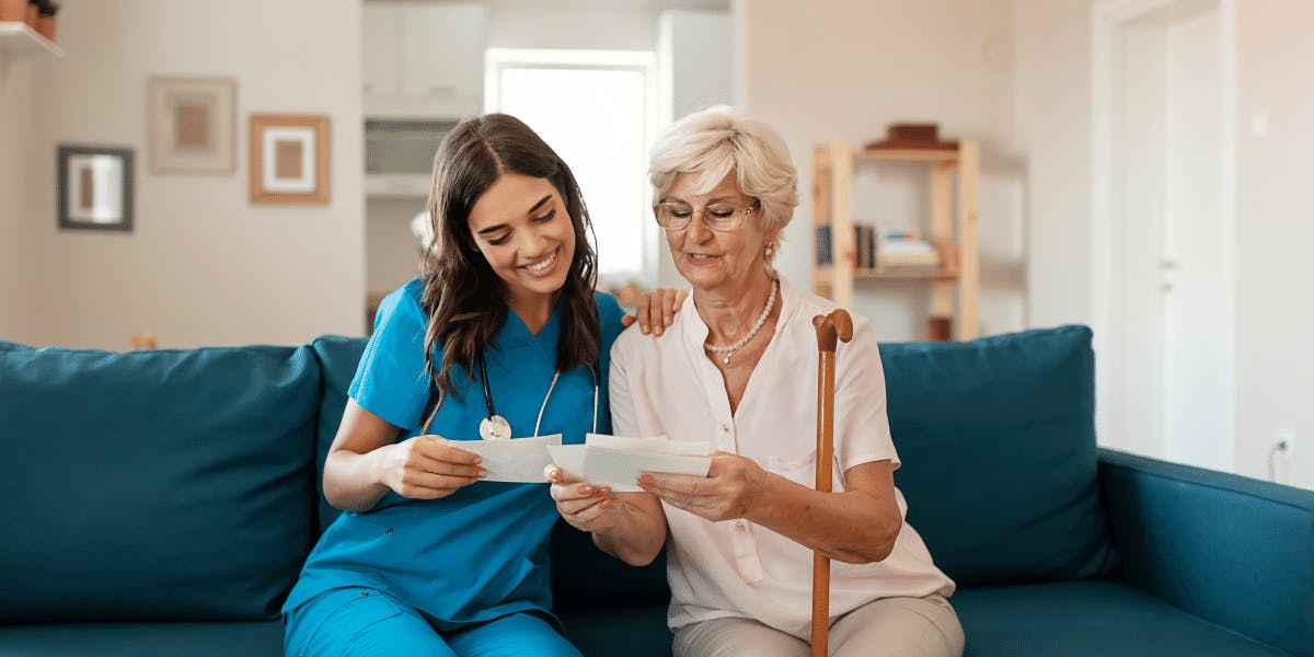 A nurse and a geriatric patient