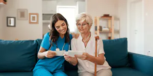 A nurse and a geriatric patient
