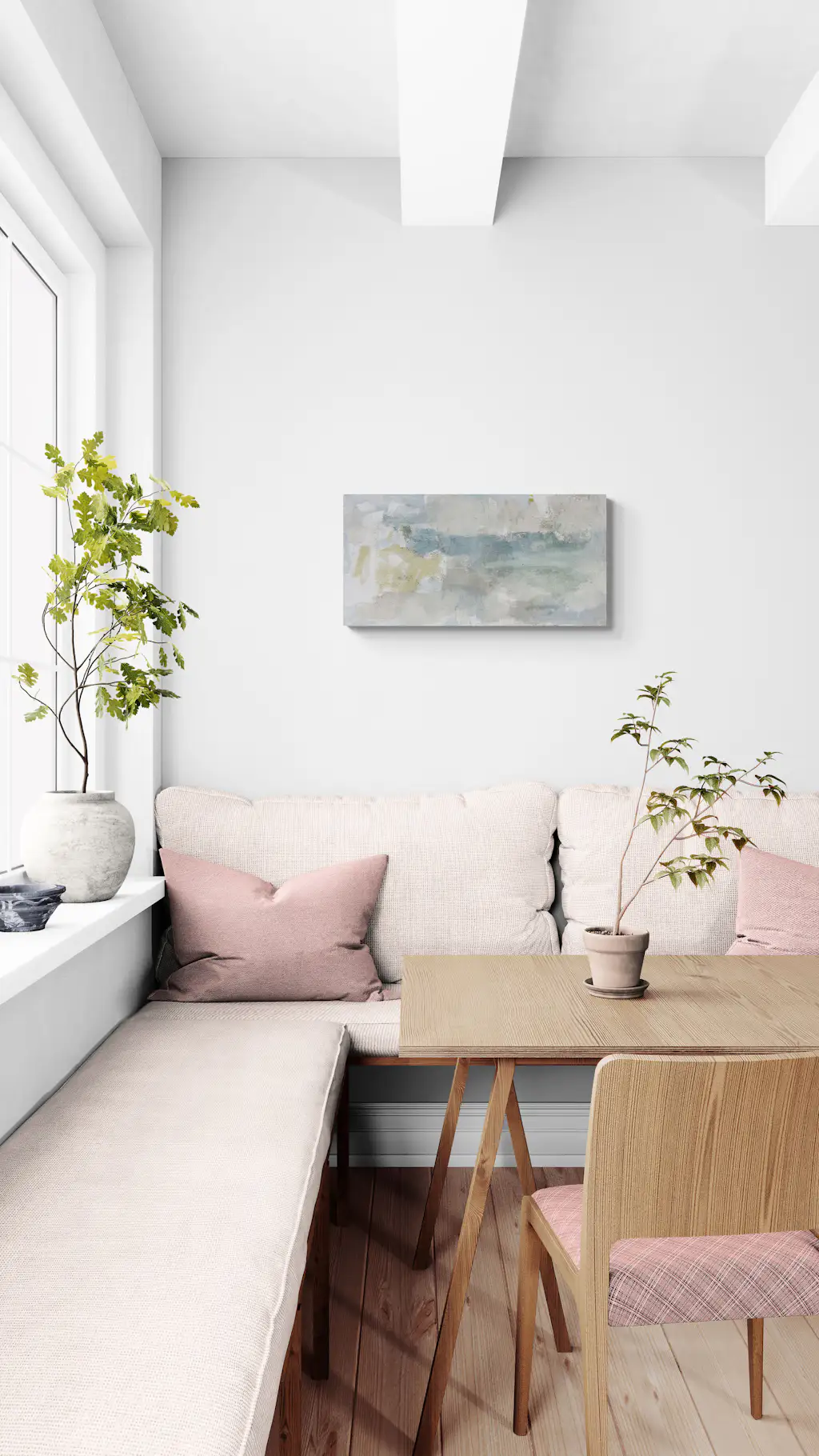 Painting by mandy morroni hung on a wall in a room.