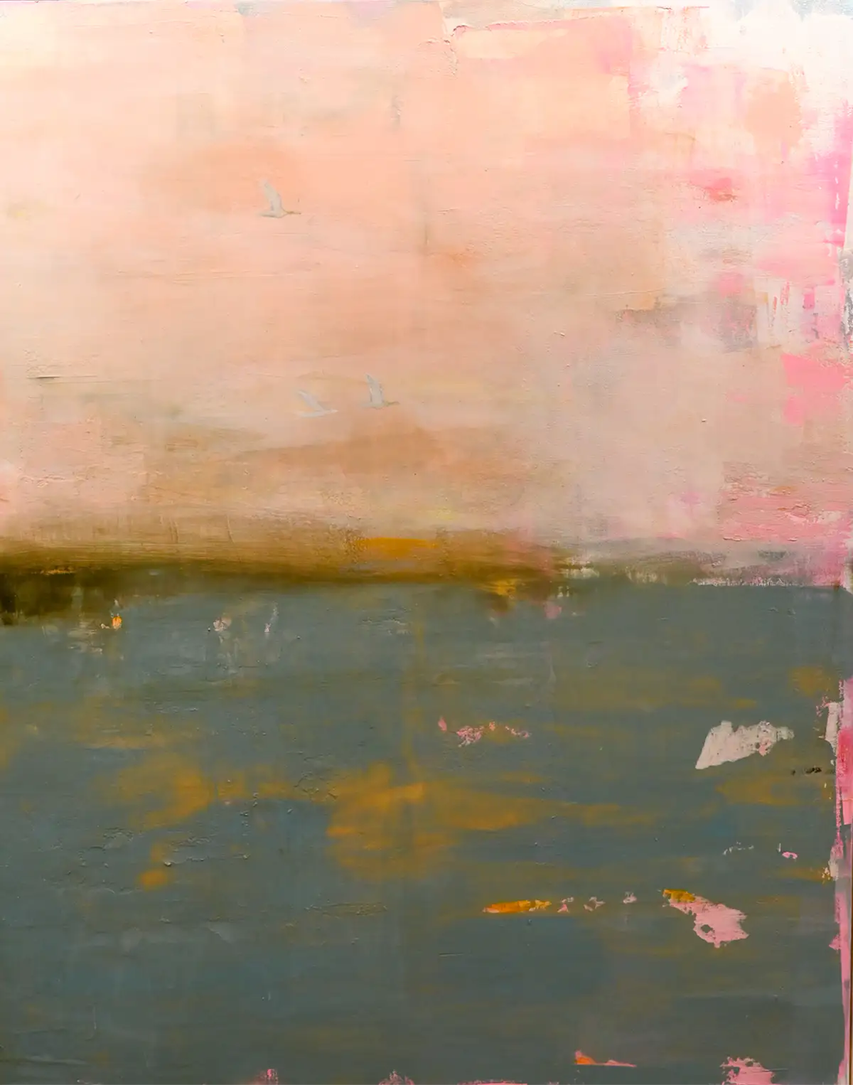 Moody layers and rich textures draw you into a mesmerizing interplay of shadow and light. This piece exudes a sense of mystery and depth, making it a captivating focal point for any room.