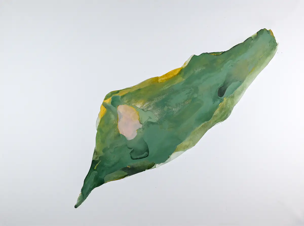 The layering of acrylic ink in shades of turquoise with hints and bursts of gold and sepia. The calming effect of the hues and shapes of the ink will help you to remain untriggered.