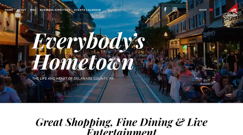 The VisitMediaPA home page before the rebuild — a script serif headline over a dark street photograph