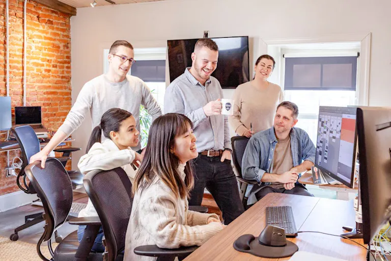 group of office workers collaborating