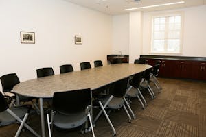 board room with modular table and chairs