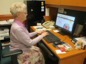 Sr. Angela checks supply closets and submits orders for needed supplies online.
