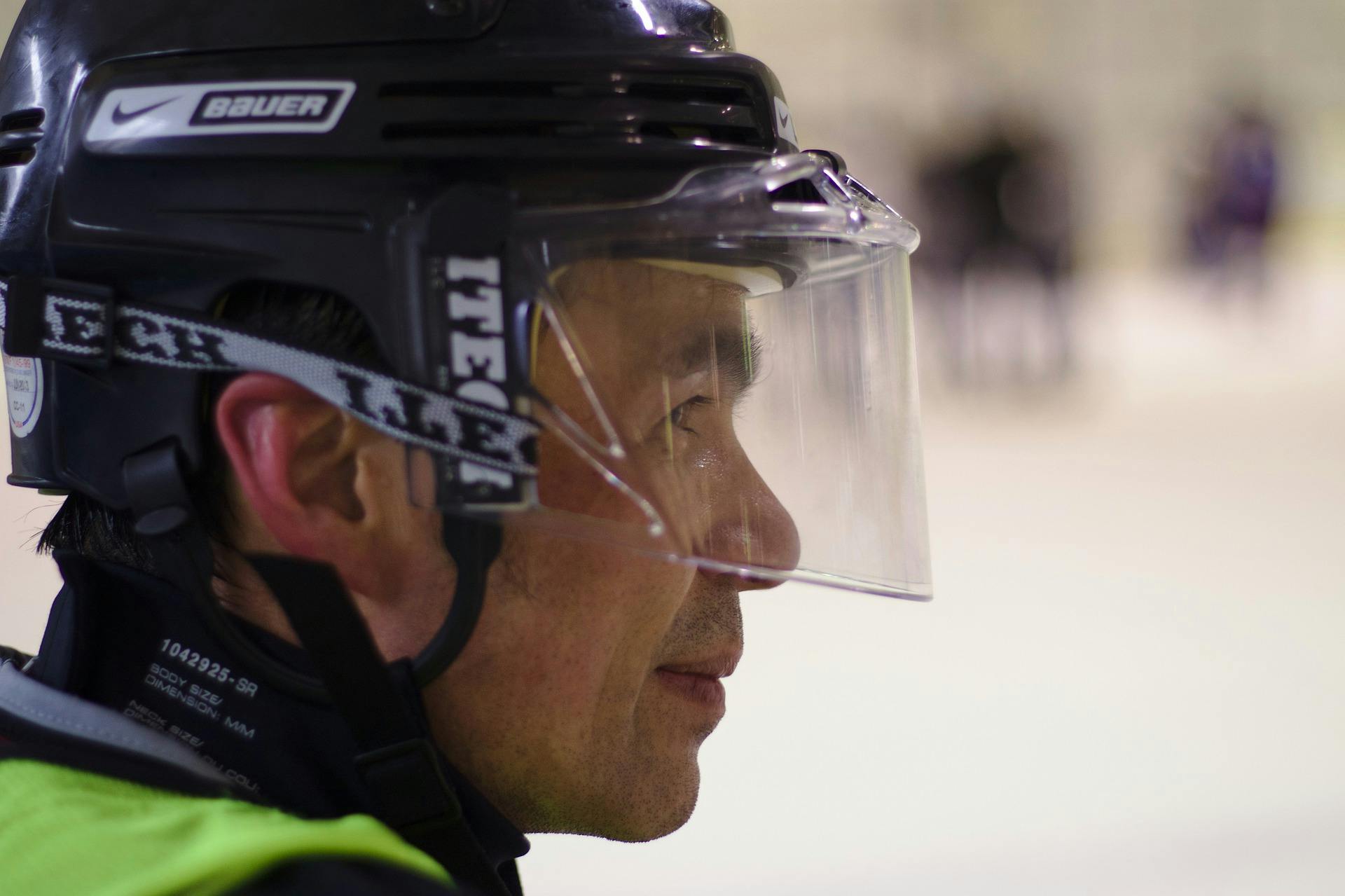 Ice hockey helmet with a face visor