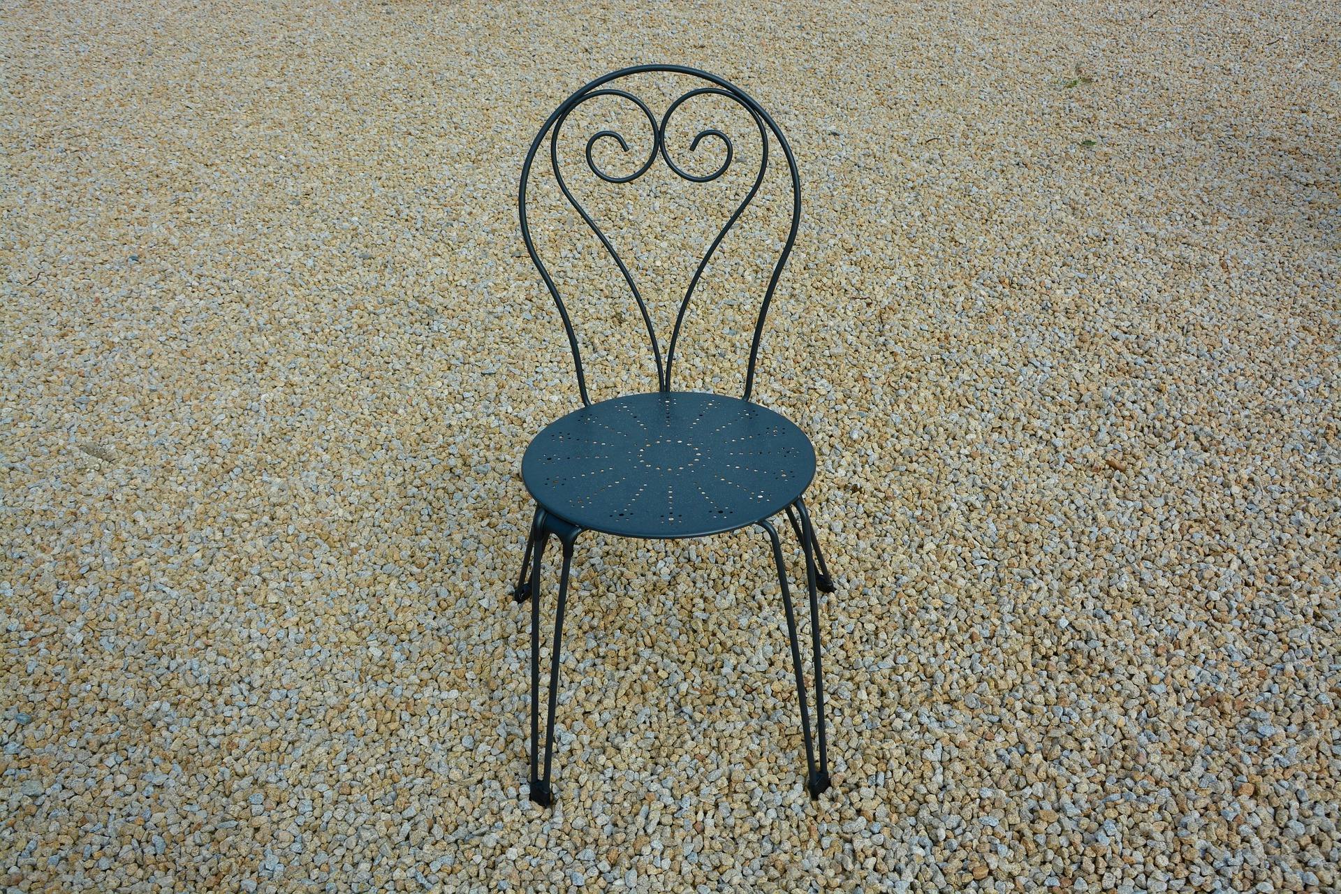 Black wrought iron chair