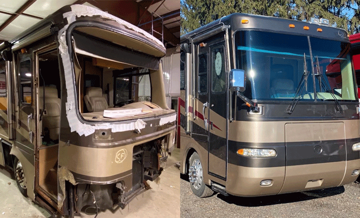 Repaired RV Front Cap Valleybrook RV