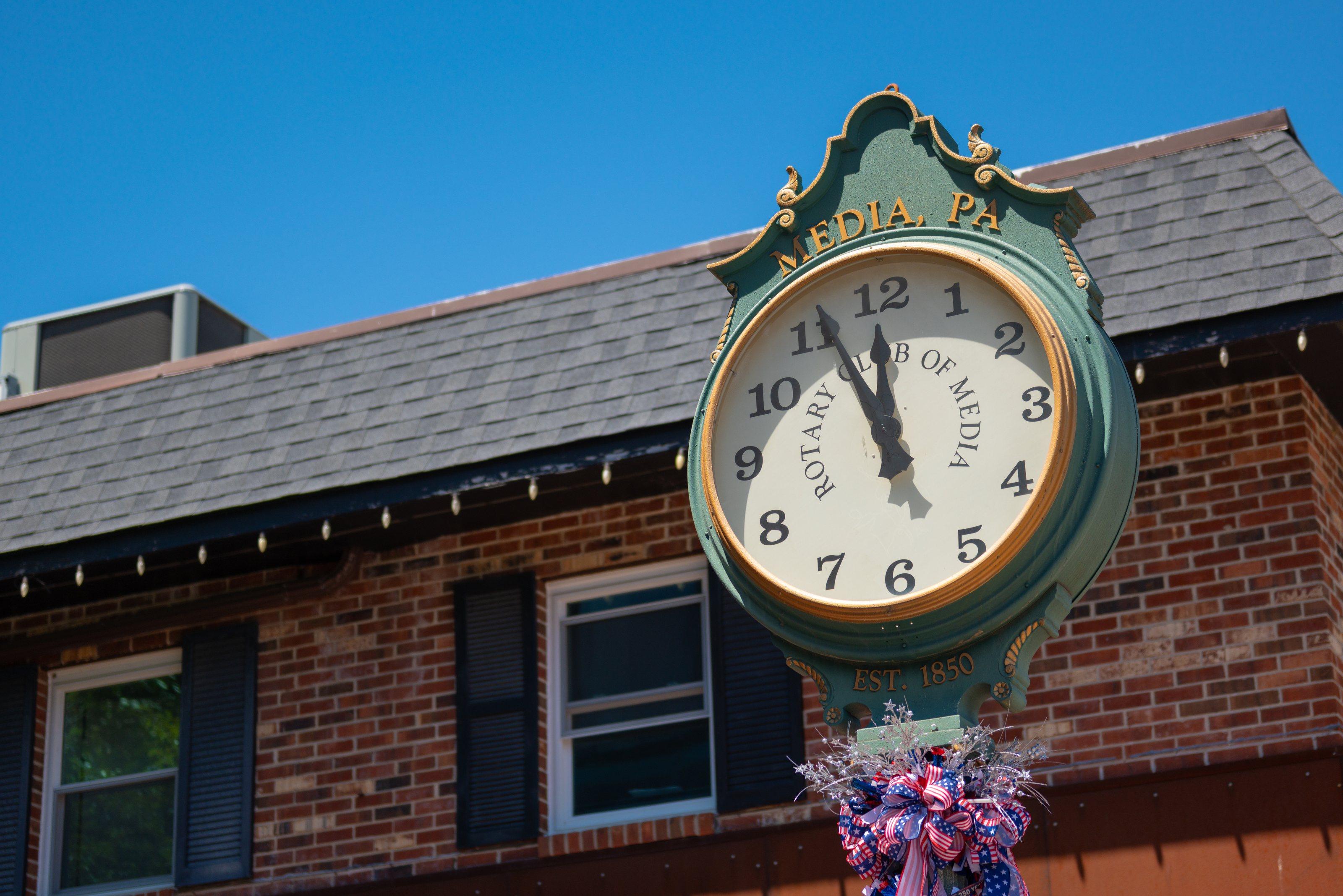 The State Street clock in Media, PA