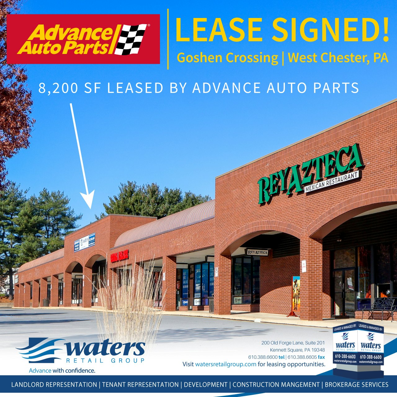 ADVANCE AUTO PARTS SIGNS A LEASE FOR 8,200 SF IN GOSHEN CROSSING SHOPPING CENTER IN WEST CHESTER